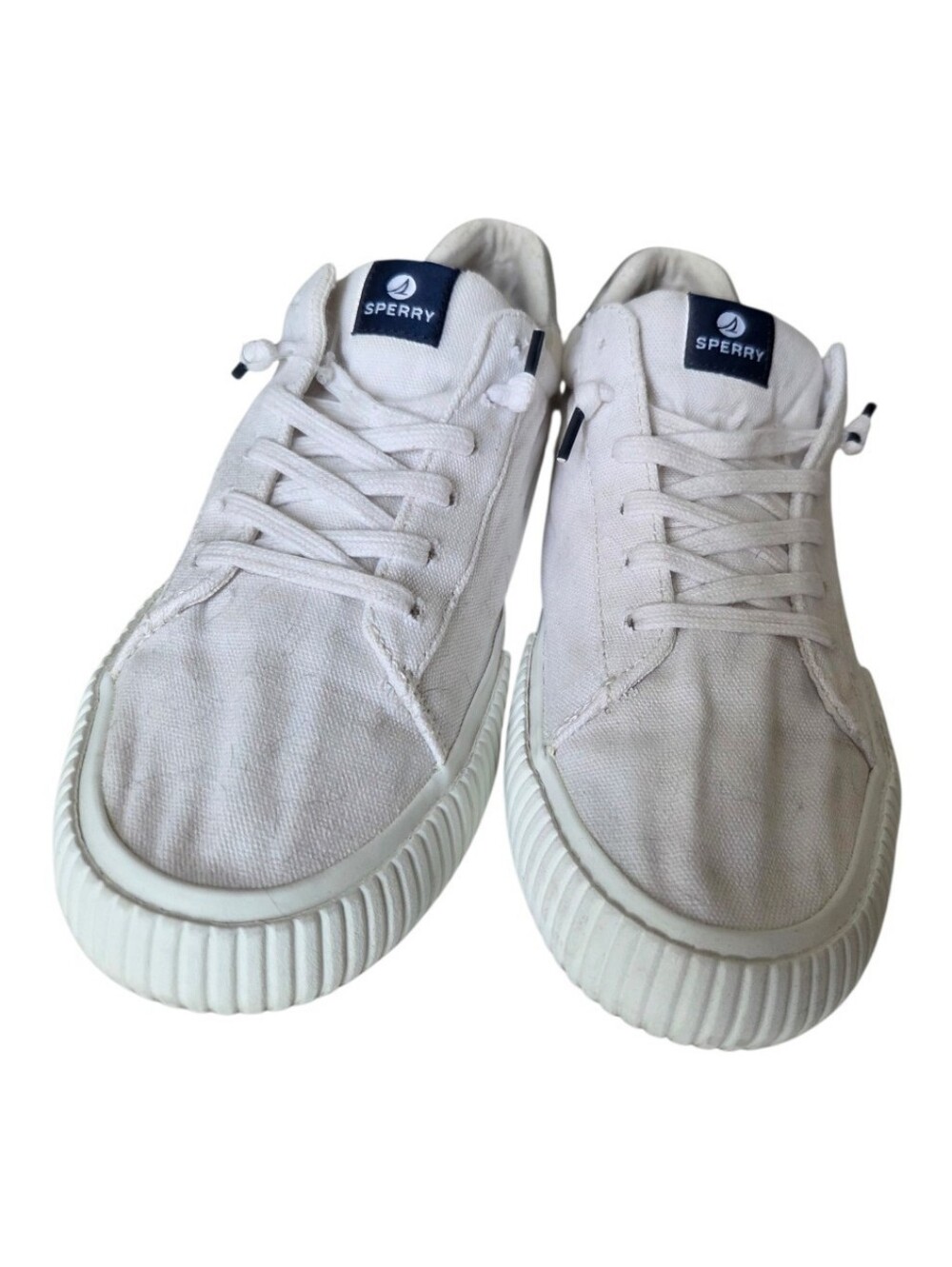 Sperry Women's Seabed LTT Canvas Sneakers White/Silver 10399093 Size 7.5M
